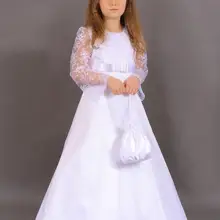 Новинка года, платья для первого причастия на свадьбу, кружевные платья трапециевидной формы с длинными рукавами для девочек, платья с цветочным узором, Vestidos de Comunion