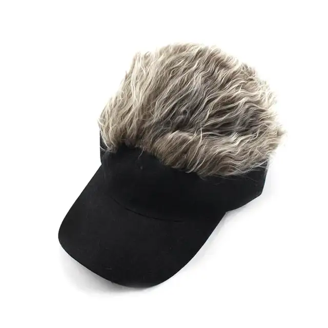 Wig hat Novelty Adjustable Visor with Spiked Hair Joke Gag Visor Hat