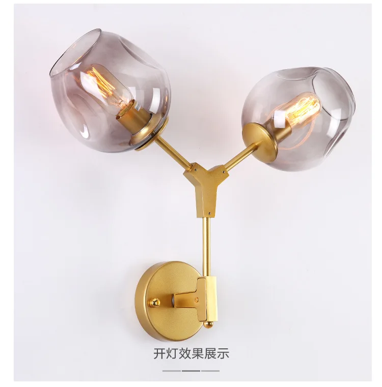 

Lindsey adelman modern wall light lamp gold American European tree LED post modern wall lamp light fixture with glass shade