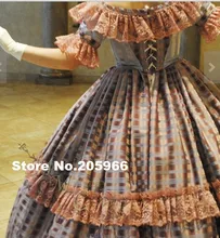 CUSTOM MADE 4-pieces 1800s Tartan Victorian Bridal Civil War Steampunk Plaid Ball Gown Dress/Stage Dress/Holiday Costume