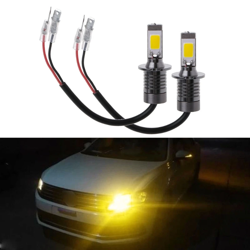 2 pcs New H3 80W Strobe Flash LED Bulbs Car Fog Driving Light Lamp Yellow Amber 3000Kin Car
