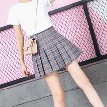 XS-3XL Harajuku Япония стиль для женщин плед мини юбка Лето Высокая талия плиссированная Kawaii короткая женская юбка 3160LY