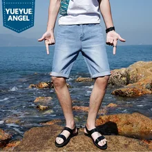 Повседневные мужские шорты корейская мода; Слим прямые джинсы до колена мужские классические уличные мужские джинсовые брюки Harajuku