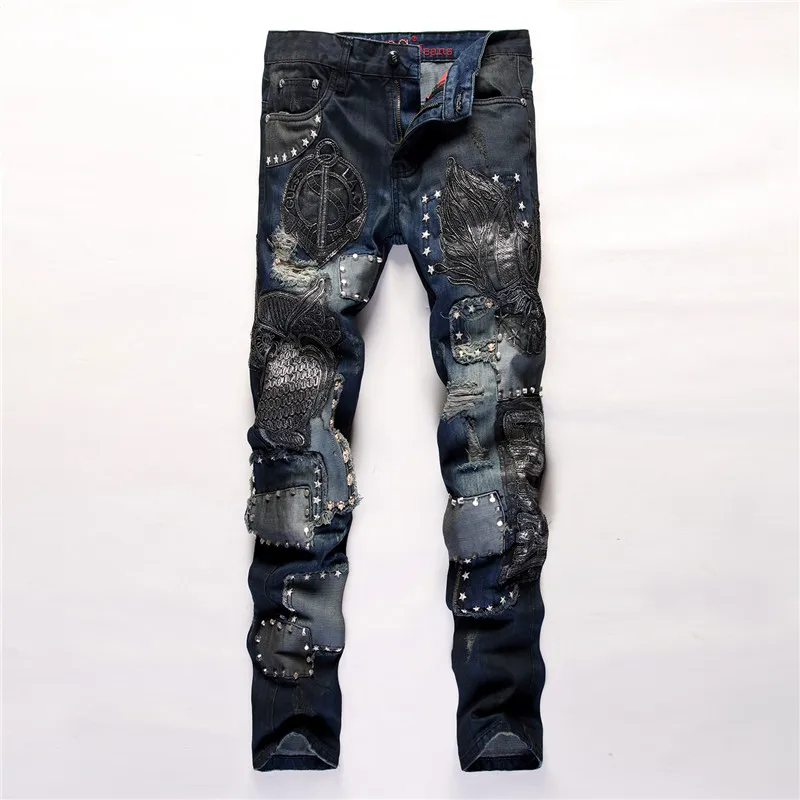 Aliexpress.com : Buy Skinny Jeans For Men Brand Designer Distressed Owl ...