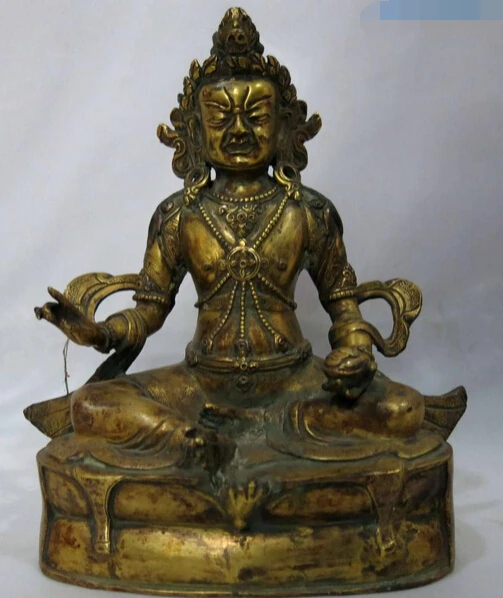 

shitou 001841 9" China old gilt bronze Buddhism lucky Milarepa buddha Sculpture Statue