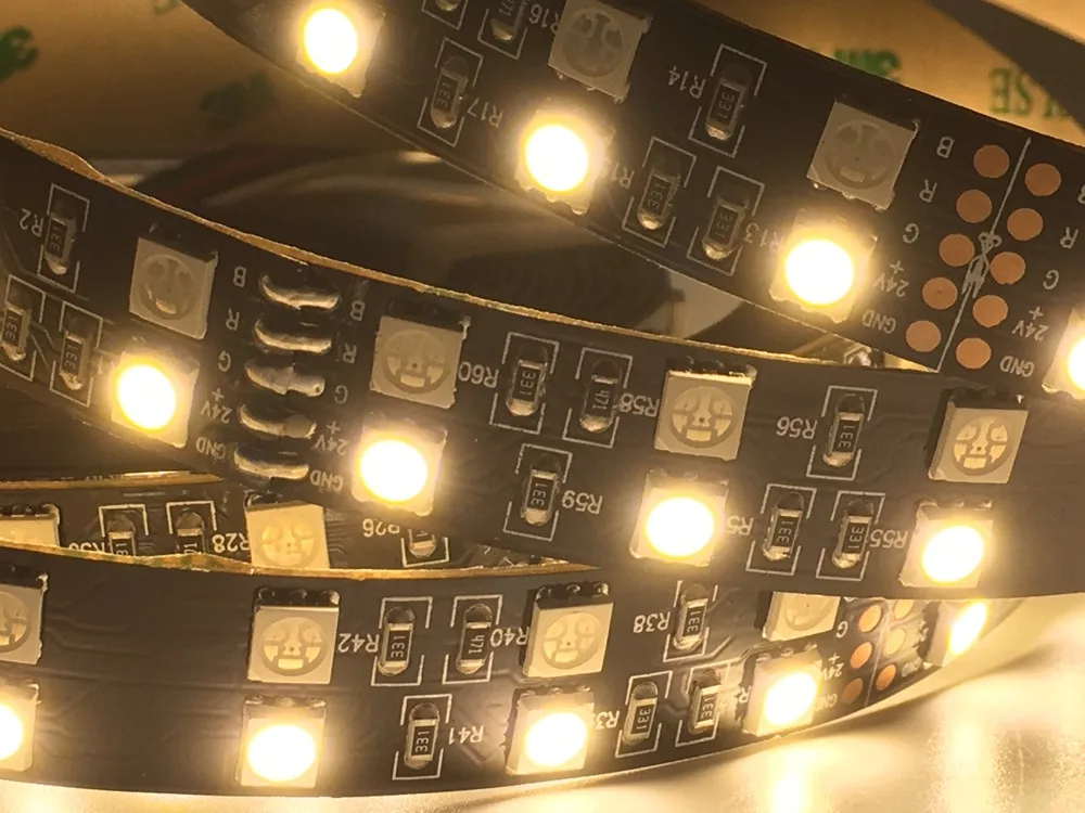 Double Row 5050 RGB/RGBW Led Strip 120Leds/m White/Warm White Led Flexible Light White/Black PCB IP30/IP67 DC12/24V