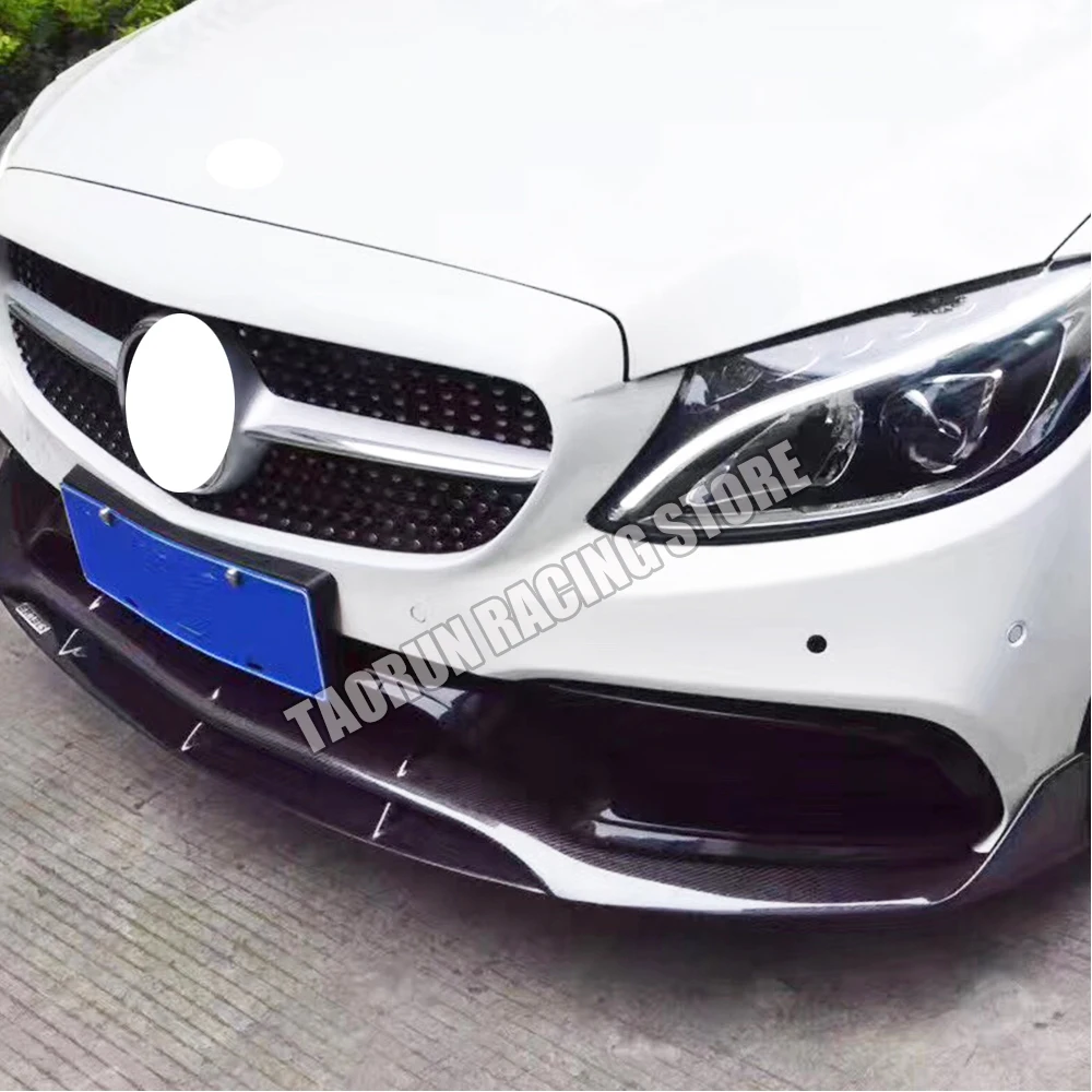 C63 настоящий карбоновый передний бампер подбородок спойлер для Benz W205 Sedan C205 Coupe S205 Wagon C63& C63s Amg