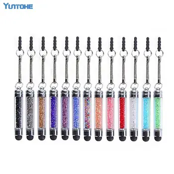 

100pcs/lot New Fashion Crystal Mobile Phone Stylus For iPhone 7 6 5 + 3.5mm Dust Plug Style Bling Clear Touch Screen Pen