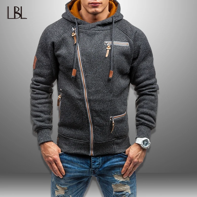 

LBL Men Hoodies Spring Autumn Slim Hoodie Man Drawstring Zipper Hooded Sweatshirt Male 2019 Long Sleeve Hoody Coat Brand Clothes