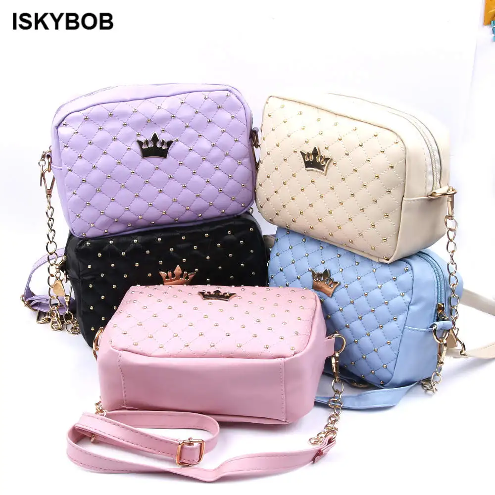 Women Messenger Bags Rivet Chain Shoulder Bag font b Leather b font Crossbody Stylish