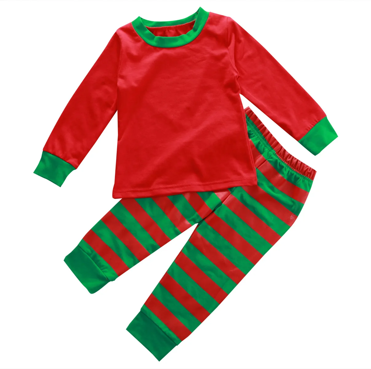 НОВЫЕ детские пижамные комплекты с героями мультфильмов детское белье для сна семейные рождественские костюмы в полоску с Санта Клаусом для мальчиков и девочек пижамные комплекты для маленьких детей - Цвет: Красный