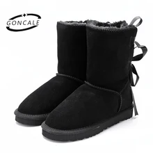 2017 High Quality Brand women’s winter snow boots waterproof genuine leather snowboots female botas laces for footwear zapatos