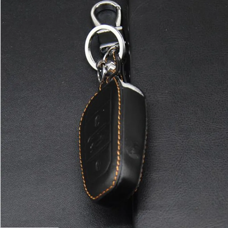 Leather Car Key Cover  For Citroen C4L DS5 DS6 DS5LS 3Buttons Smart key chian key case key rings car accessories1