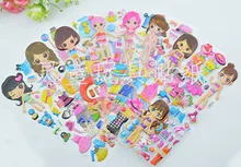 Stereo DIY dress up cartoon stickers children hands-on educational toys Princess girl changing clothes pictures