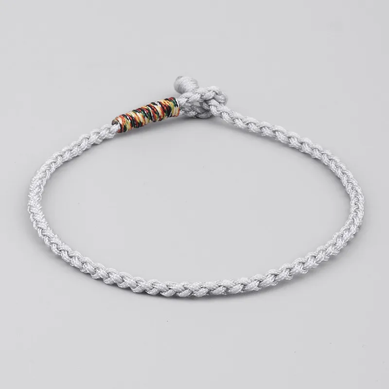 Love Lucky Charm Bracelets& Bangles For Women Tibetan Buddhist Hand Braided Knots Black Silver Rope Bracelet Men - Metal Color: silver