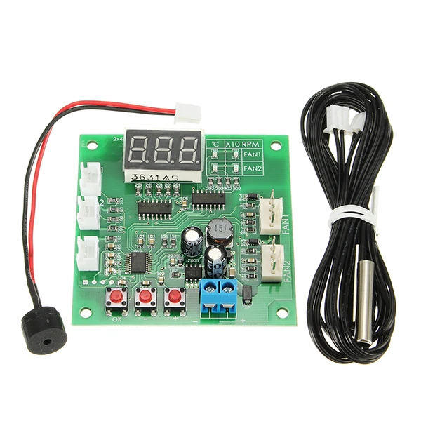 DC 12V 24V 48V 2 Way Cooling PWM 4 Wire Fan Temperature Controller With