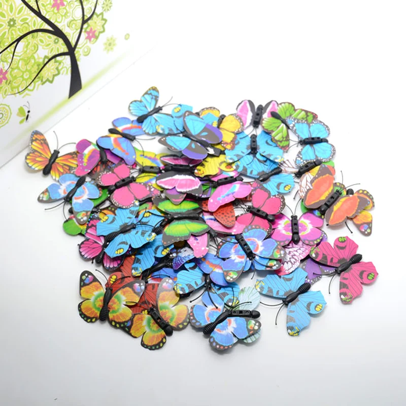 

10pcs Plastic Butterfly Handmake Artificial Flowers Head Wedding Decoration DIY Wreath Gift Box Scrapbooking Craft Fake Flowers