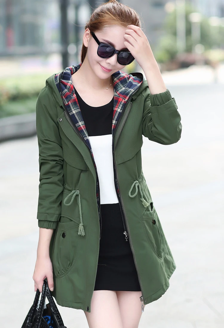 Женское Оригинальное осеннее пальто женская длинная стильная тонкая ветровка