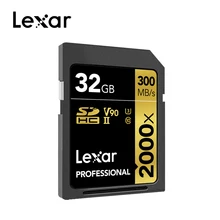 Lexar 2000X UHS-II SD Карты объемом до 32 gb 64gb 128G слот для карт памяти 300 МБ/с. высокое Скорость флэш-памяти для 3d 4k для зеркальной однообъективной камеры Камера