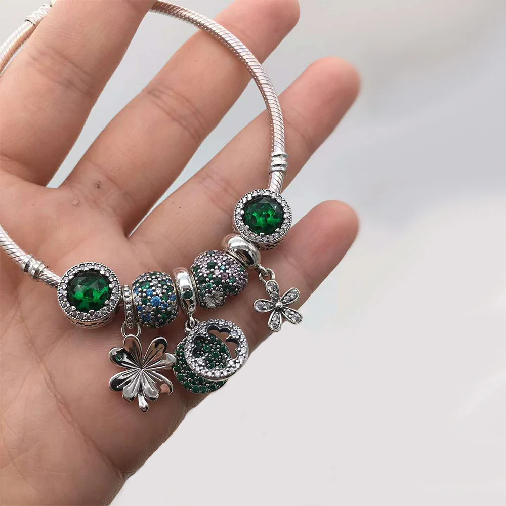 

CHAMSS 2019 Original 925 Silver New Dazzling Clover Bracelet Set Women's Shiny Diamonds For Moms And Girls Luxury Jewelry Gifts