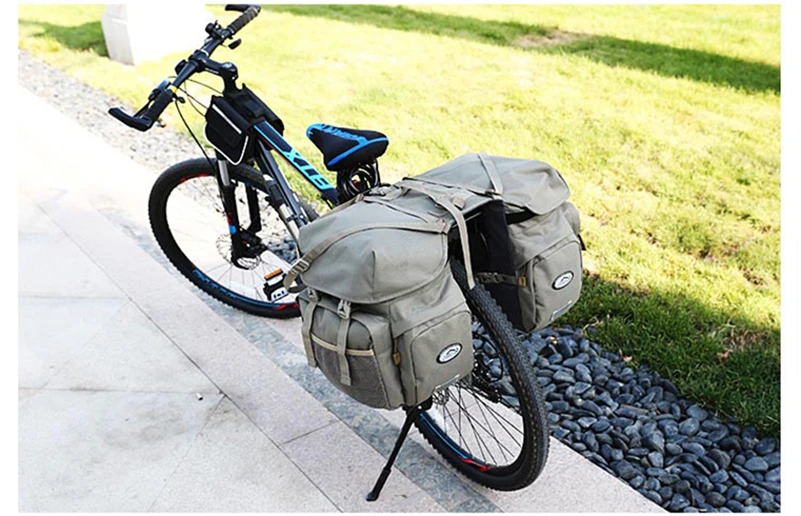 Sale LOCAL LION Bike Bicycle Pannier Pouch Basket Cycling Carry Bag Bike Luggage Package Canvas Large Seat Bicycle Carrier Bag 4