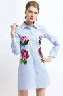 Save 13.85 on New Hot Sale Dress Clothing 2017 Summer Women Turn-down Collar Sequined Rose Floral Plaid Print Long Sleeve Casual Dress Shirt