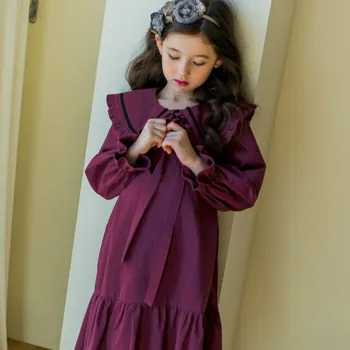 

New 2019 Autumn Girls Dress Long Sleeve Baby Princess Dress Cute Bow Ruffles Children Cotton Dress Toddler Clothes,#5281