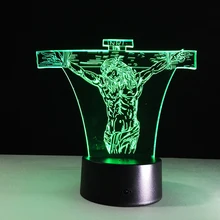 Hot sale Jesus colorful 3D night light Creative remote control or touch switch night light LED table lamp