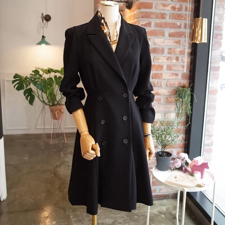 New Korean Version of Spring Dress for Women In 2019 with Double-breasted V-neck Dress and Long-sleeved Suit Jacket Coat Women New Korean Version of Spring Dress for Women In 2019 with Double-breasted V-neck Dress and Long-sleeved Suit Jacket Coat Women