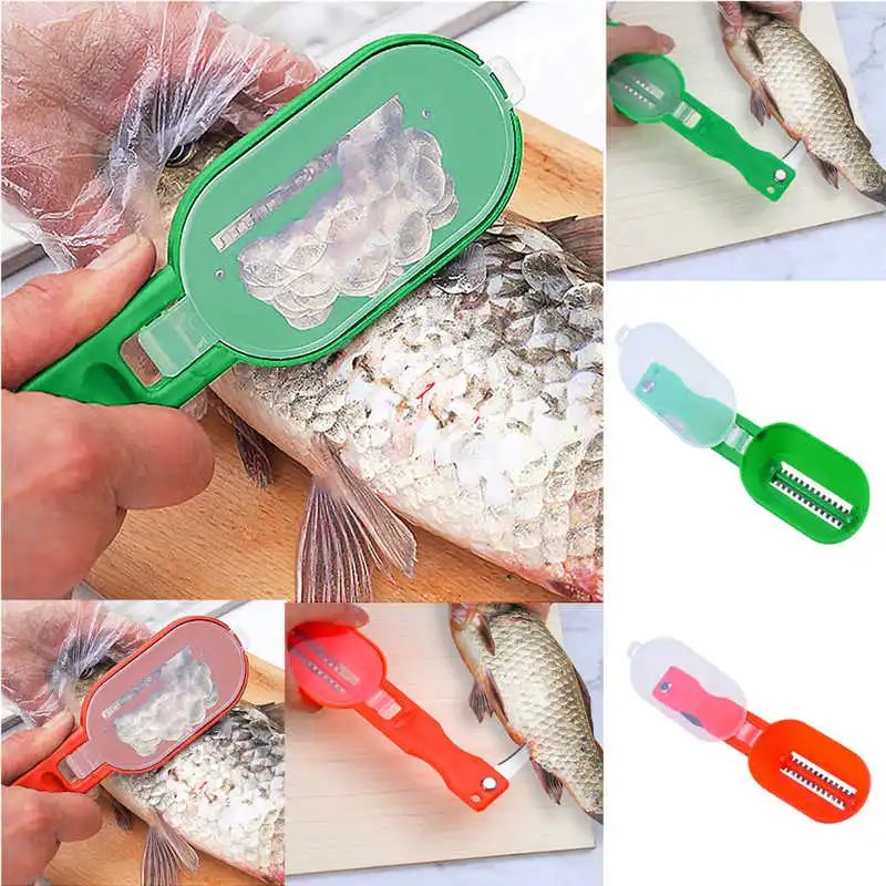 1Pcs Practical Fish Scale Remover Plastic Descaler Cleaning Scraper Kitchen Fruit Vegetable Peeler Useful Scraper Accessories #2 (5)