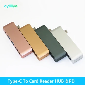 

5 in 1 Combo Type C Hub USB C USB 3.0 Slot-in Hub Micro SD/SD Card Reader Hub with Charging Port for Macbook 50pcs