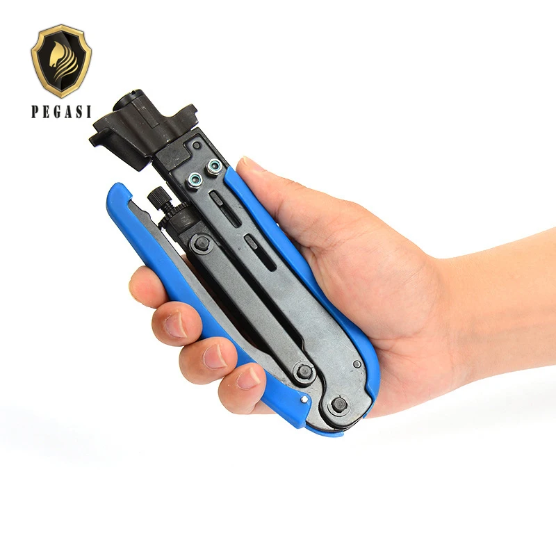 

PEGASI Digital Cable TV Network Crimping Tool Extrusion Retractable Clamp 75-5-7 Metric or Inch F Connector Cold Extrusion