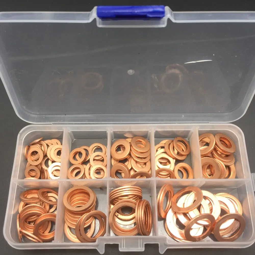 200Pcs Copper Sealing Washer Solid Gasket Sump Plug Oil For Hardware Accessories Boat Crush Flat Seal Ring Tool Kit | Обустройство