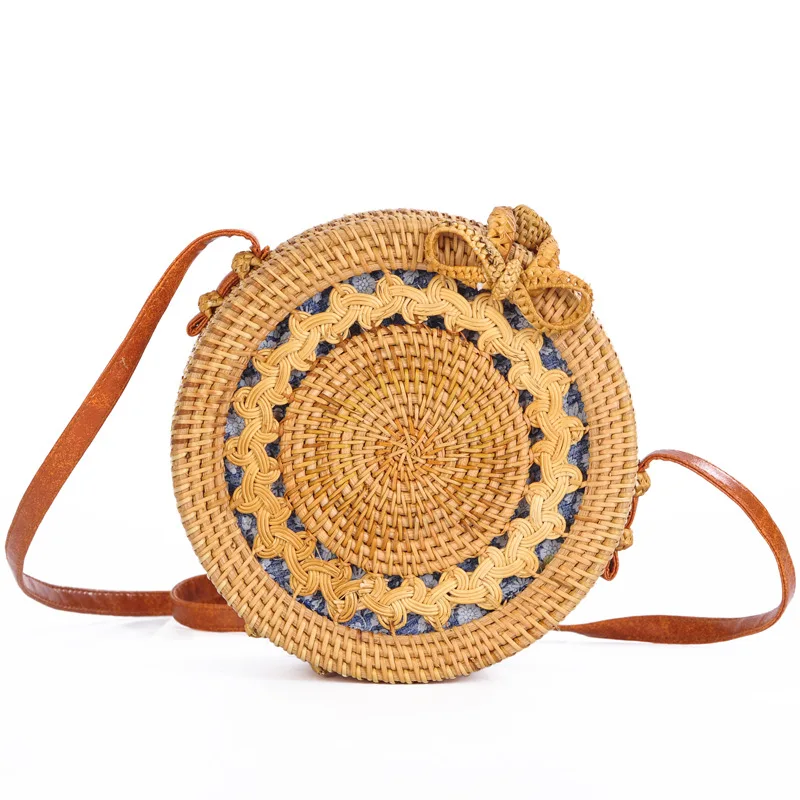 

Vietnam handwoven rattan bag with oblique slung beach straw bag wholesale custom rattan bag