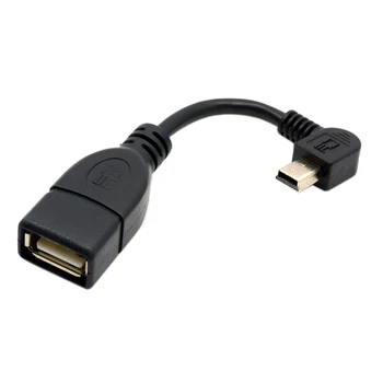 

CYDZ 10pcs/lot USB 2.0 A Female OTG to Left Angled 90 Degree Mini B Male Cable 10cm