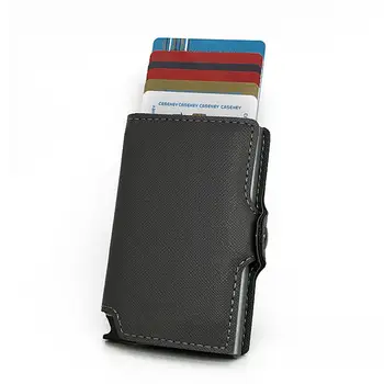

BYCOBECY 2020 New Men Credit Card Holder Fashion Metal Card Holder With RFID Card Case Automatic Money Cash Clip Mini Wallet
