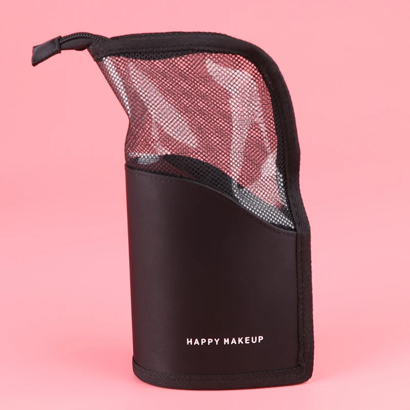 Black Mesh Zipper Cosmetic Bag Empty Make Up Tool Storage Case Travel Makeup Brush Organizer Pouch Pocket Holder Kit Practical
