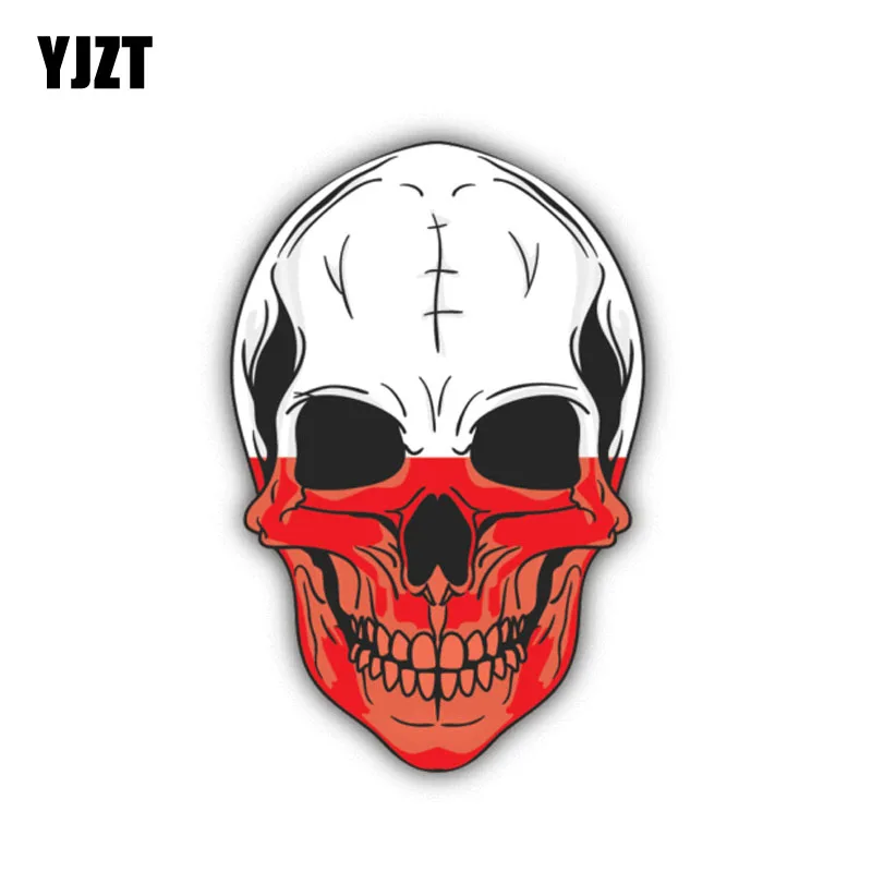YJZT 8.4CM*12.7CM Funny Skull Flag Poland Car Sticker