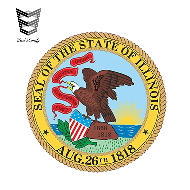 

EARLFAMILY 13cm x 13cm Car Styling Illinois Seal Sticker for Bumper Helmet Tool Box Door Skateboard Laptop Guitar Car Sticker