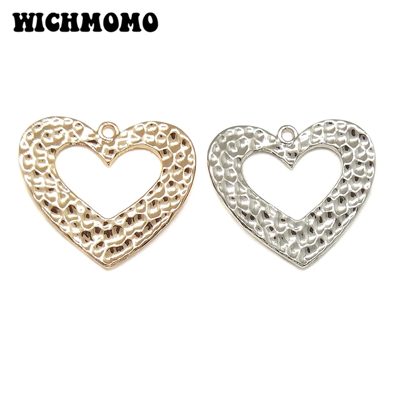 

2019 New Fashion 24*28mm 6pieces/bag High Quality Zinc Alloy Hearts Spongy Charms Pendant for Earring Jewelry Accessories Making