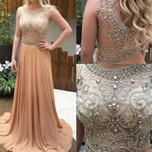 A-linie Kristalle Perlen Lange Abend Gwons 2017 Chiffon Luxus Prom Mutter des Bräutigams Kleider für Hochzeit Vestido De Festa