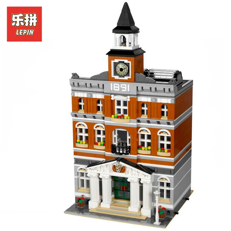

In Stock DHL Lepin Sets 15003 2859Pcs City Street Figures The topwn hall Model Building Kits Blocks Bricks Educational Toy 10224