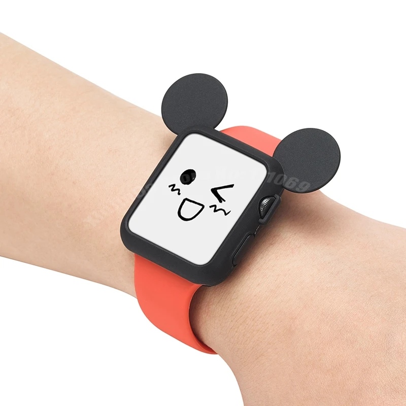 imágenes para 10 unidades 2017 orejas de ratón lindo de la historieta suave de silicona case reloj banda para apple watch iwatch colorido cáscara de la cubierta 38mm 42mm imágenes para 10 unidades 2017 orejas de ratón lindo de la historieta suave de silicona case reloj banda para apple watch iwatch colorido cáscara de la cubierta 38mm 42mm