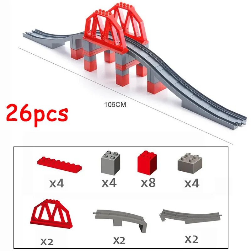 

GOROCK Duplo Toys Train Track Bridge Building Blocks Set for Kids Creative Bricks Compatible with Duploe 3774 DIY Track toys