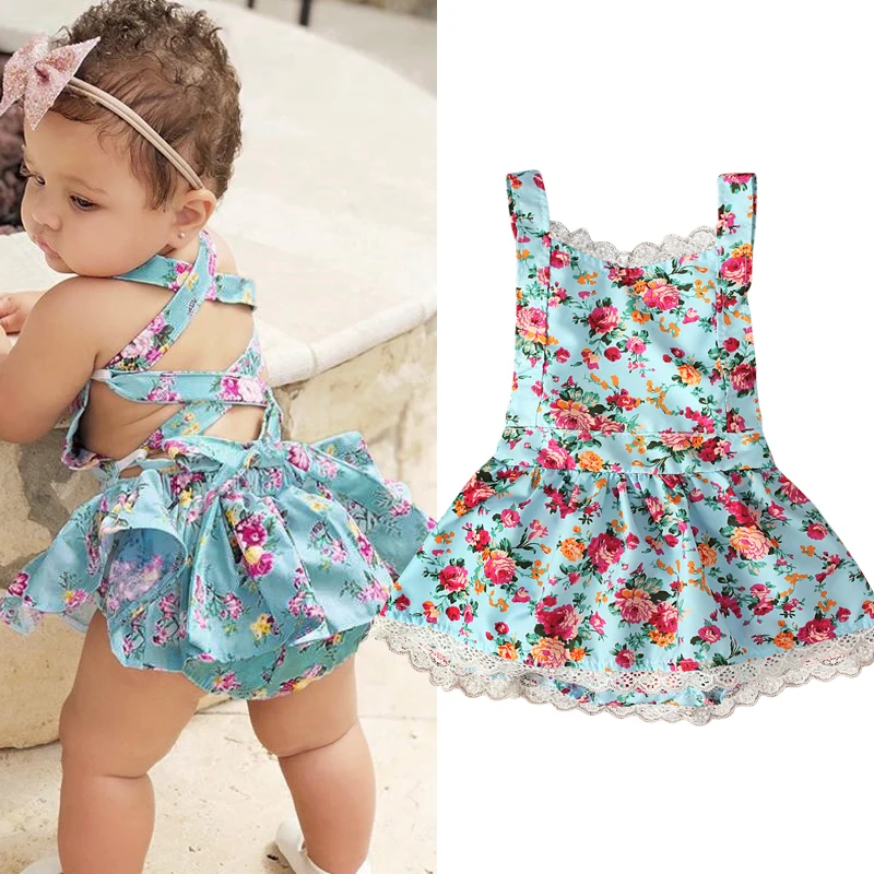 Baby Girls Dress Summer Beach Style Sleeveless Lace Backless Dress For Girls Vintage Toddler Girl Clothing 0-2Yrs Bebe Vestidos