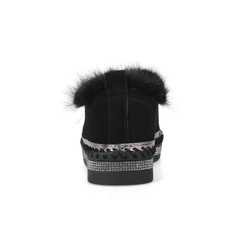 Plat Femelle Cheveux black Chaussures Au Apricot Bottes De Femmes Automne Nouveau Réel Chaud Top Mode 2018 Garder Cheville Cristal Qualité gray Hiver Nouvelle hQdxBsrCot
