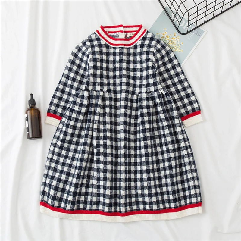 2019 New Kids Baby Girl Knitted Sweater Dress Winter Lattice Crochet Dress Tops Clothes Newborn Baby Girl Clothes Cotton V9# (7)