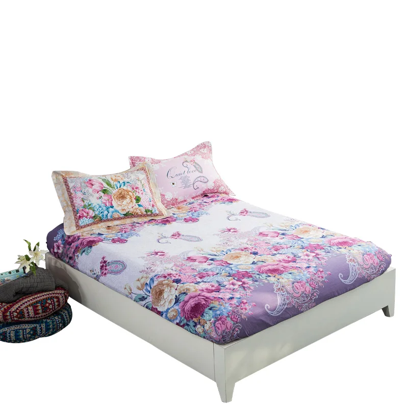 

100%Cotton printing Fitted Sheet Stripe Mattress Cover Four Corners With Elastic Band Bed Sheet 180x200cm Queen size