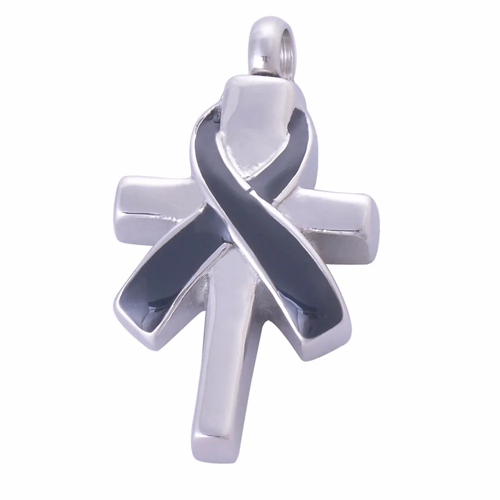 Men Stainless Steel Jewelry Ashes Urn Cremation Cross Necklace Memorial