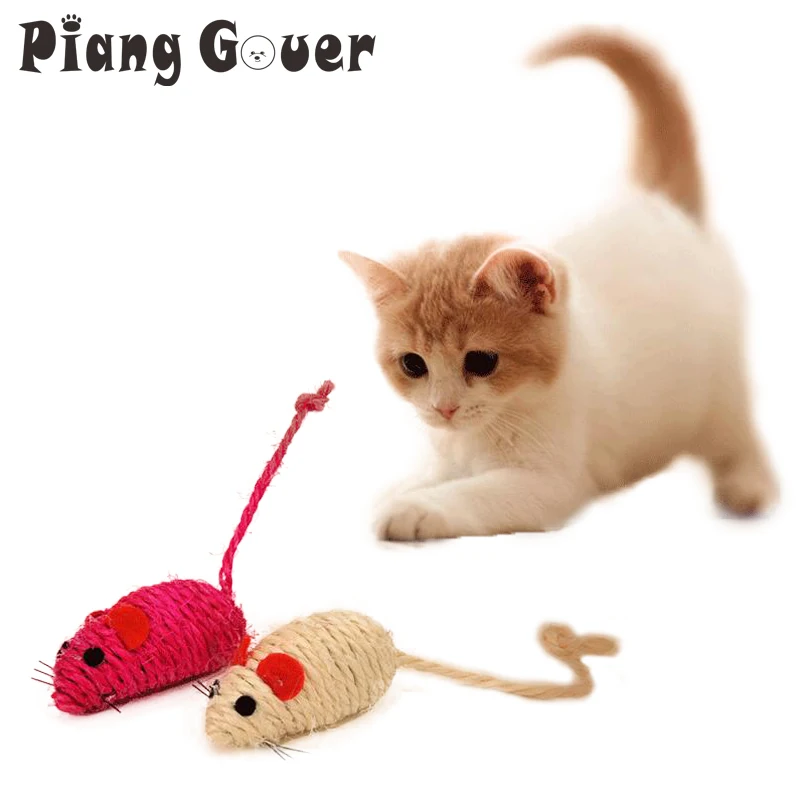 

12*5.5cm Pet Supplies Small Mouse Cats Toy Sisal Scratching Chew Toys For Kitten